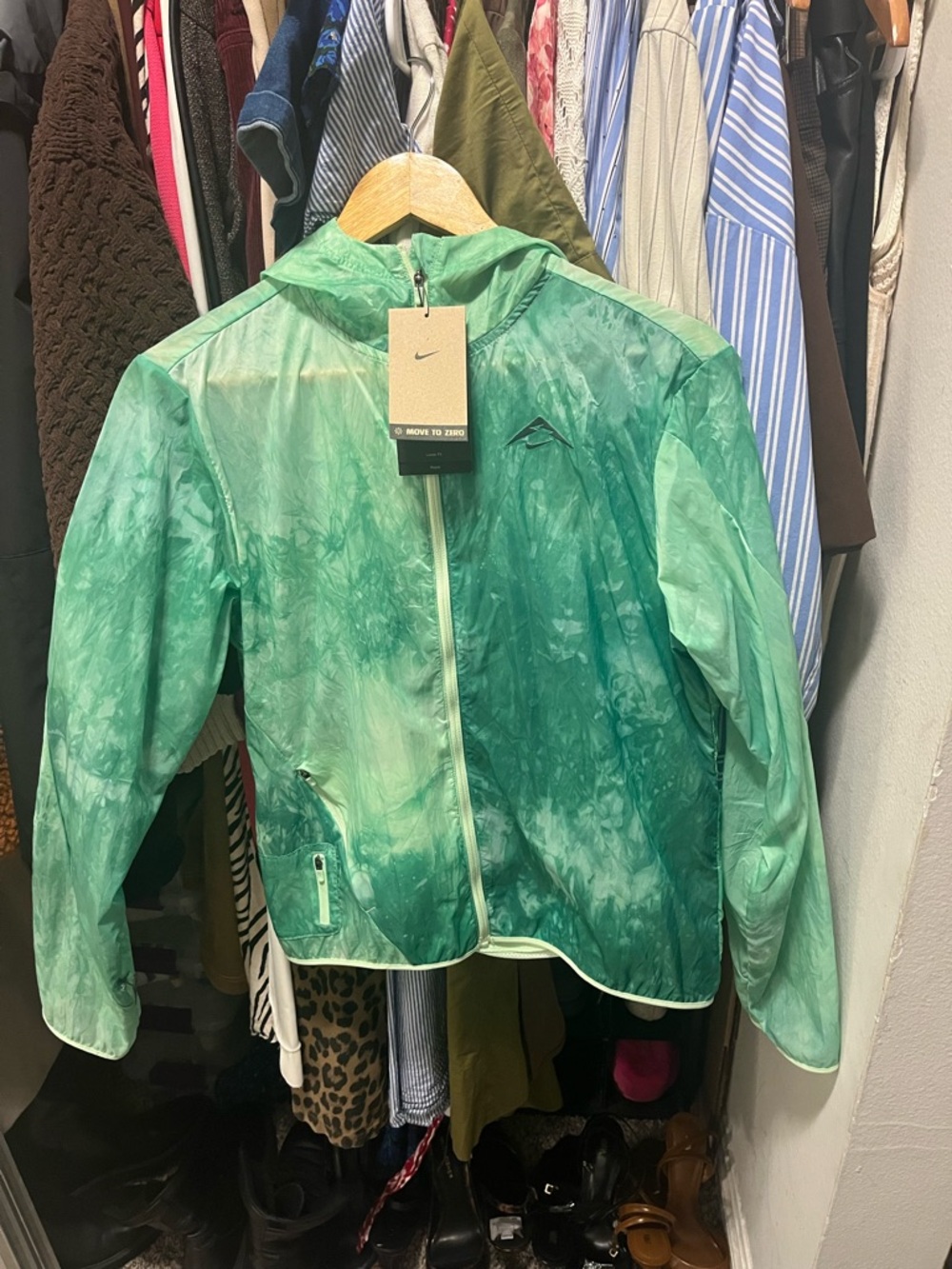 Nike Green Tie-Dye Hooded Windbreaker